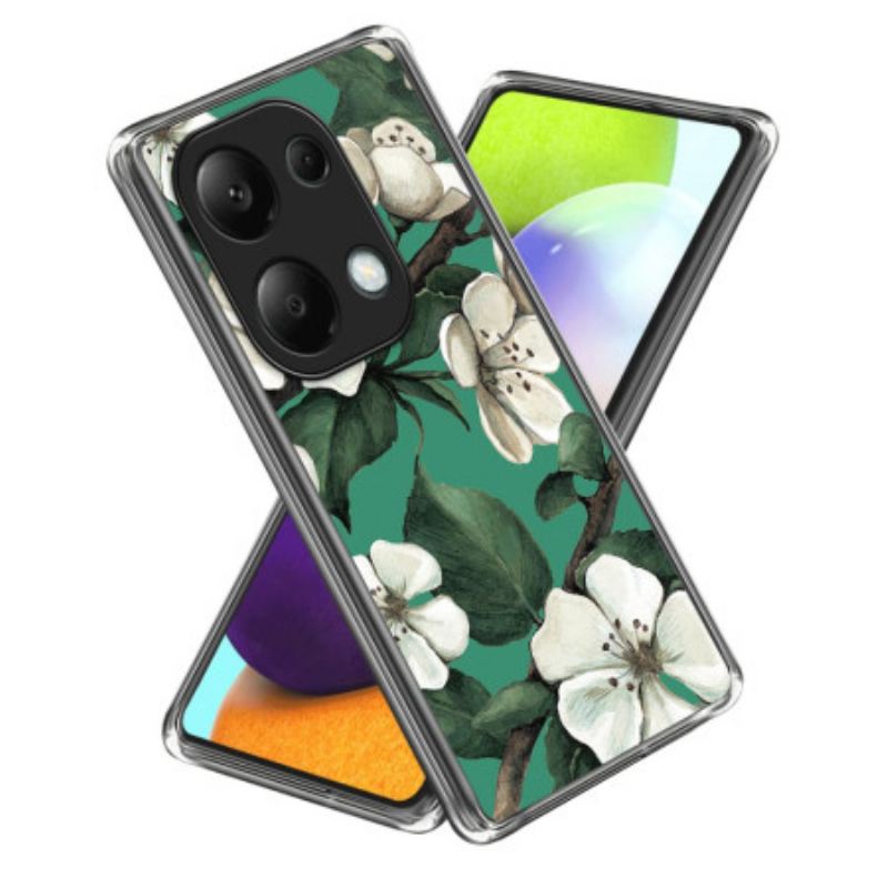 Mobiltelefon Tokok Xiaomi Redmi Note 13 Pro 4g Fehér Virágok