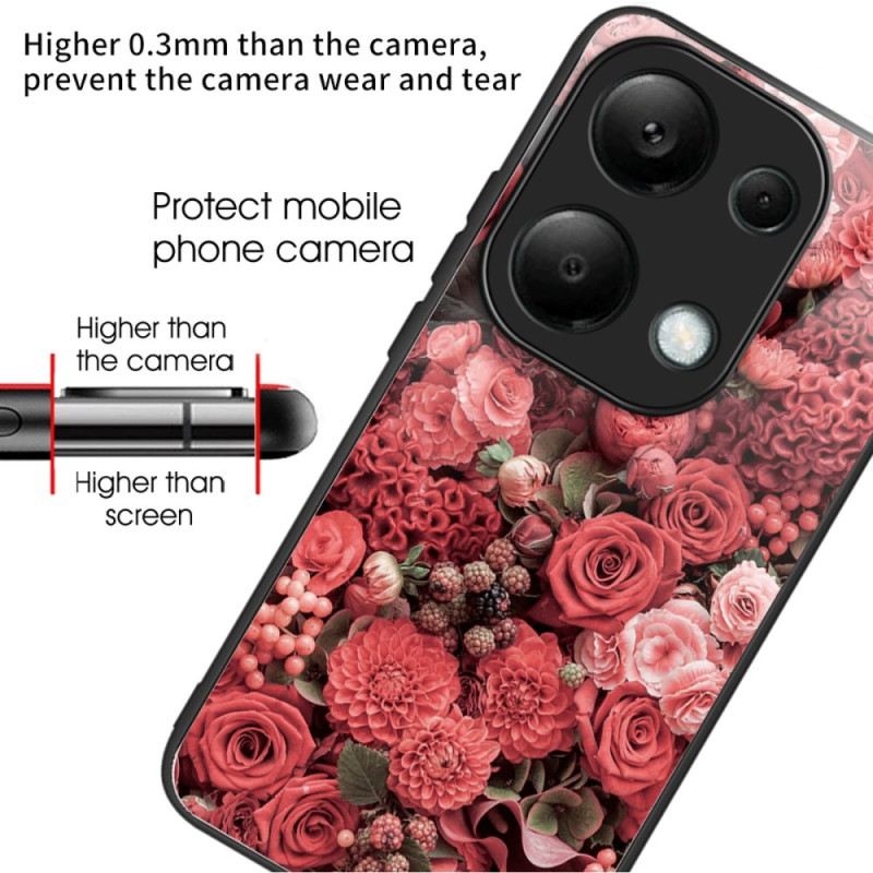 Tok Xiaomi Redmi Note 13 Pro 4g Edzett Üveg Vörös És Rózsaszín Virágok