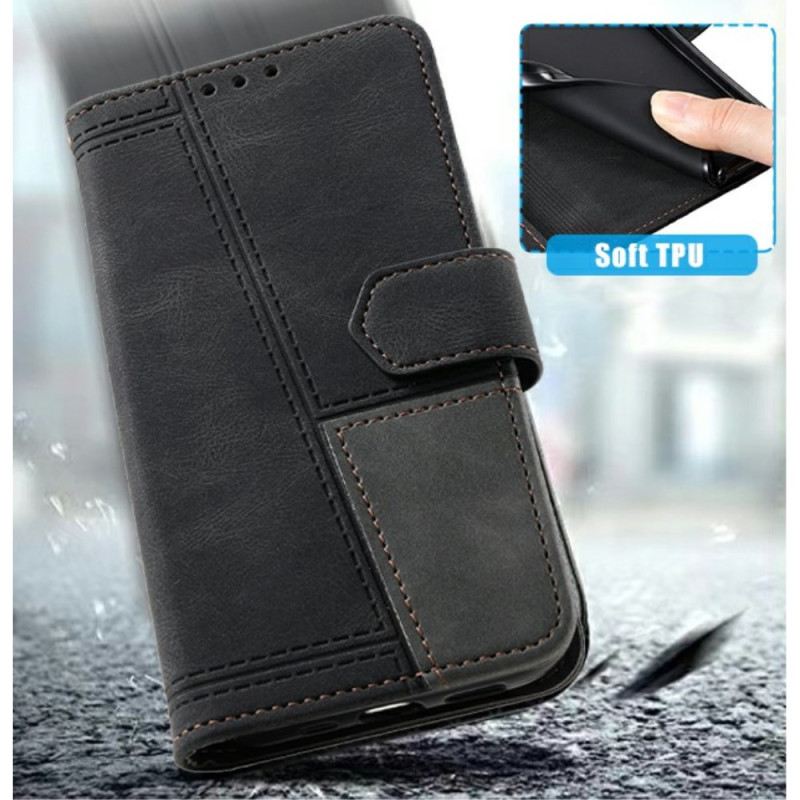 Bőrtok Samsung Galaxy S25 Ultra 5g Kétszínű Velúr Stílusú Rfid Pénztárca Pánttal