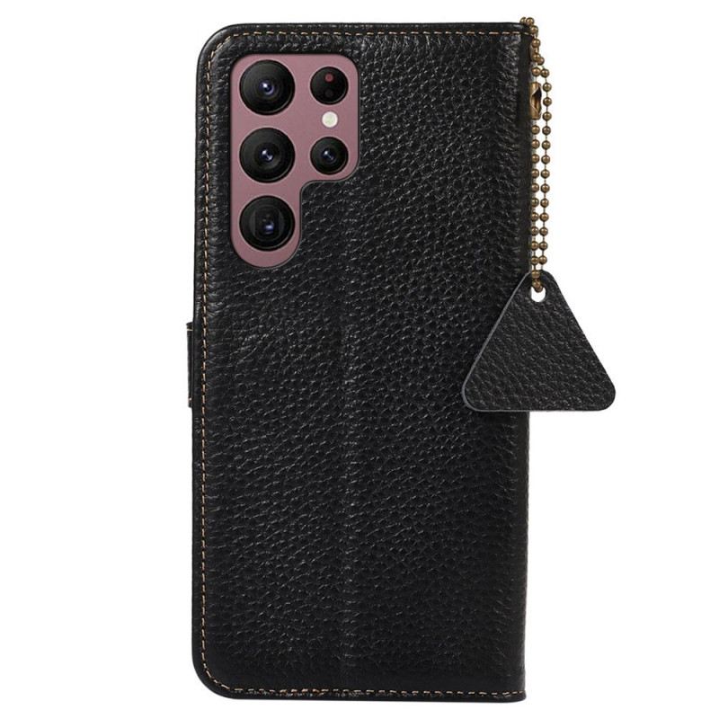 Bőrtok Samsung Galaxy S25 Ultra 5g Licsi Bőr Rfid-blokkolással