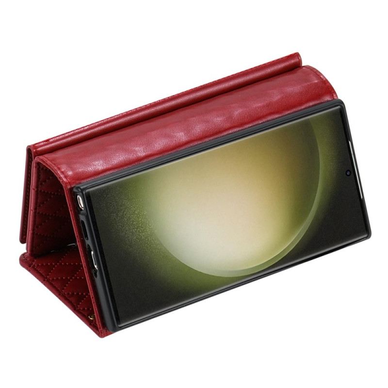 Bőrtok Samsung Galaxy S25 Ultra 5g Steppelt Pénztárca Vállpánttal