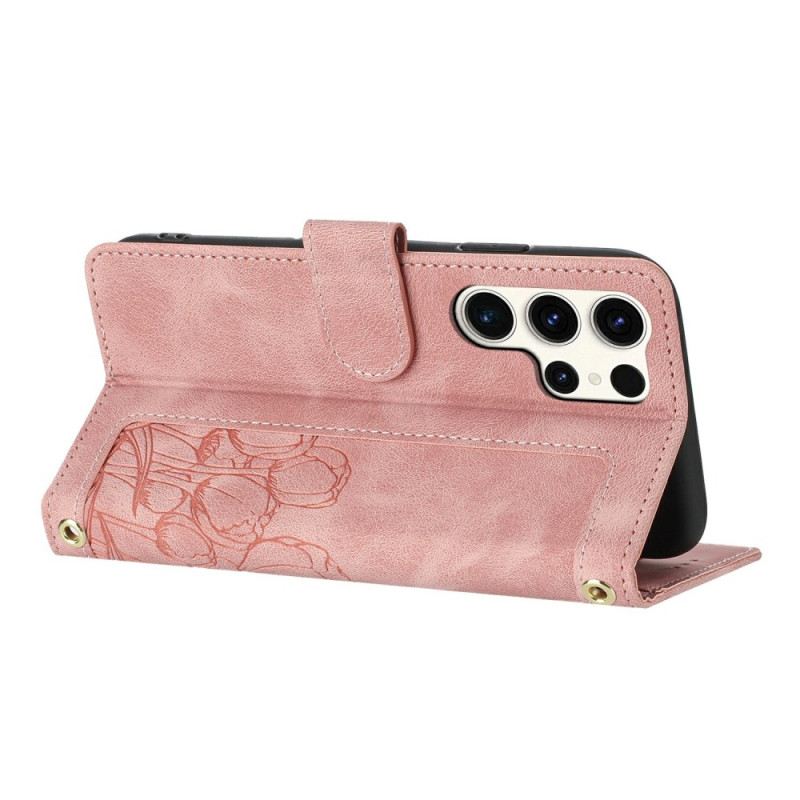 Bőrtok Samsung Galaxy S25 Ultra 5g Virágmintás Bőrhatású