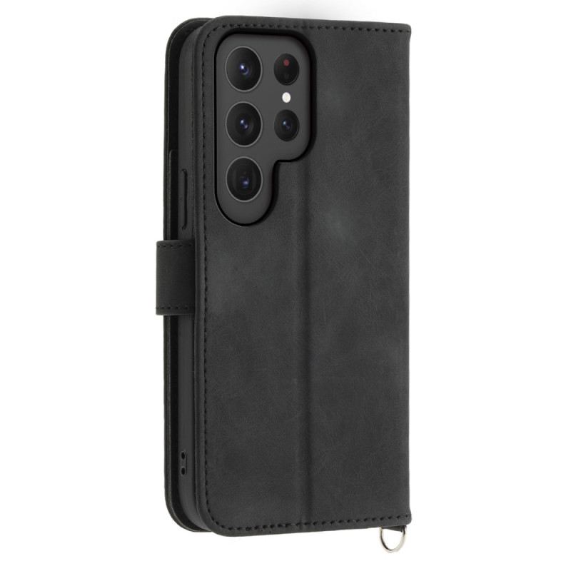 Bőrtok Samsung Galaxy S25 Ultra 5g Virágmintás És Pántos