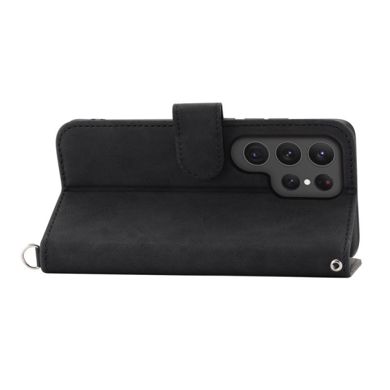 Bőrtok Samsung Galaxy S25 Ultra 5g Virágmintás És Pántos