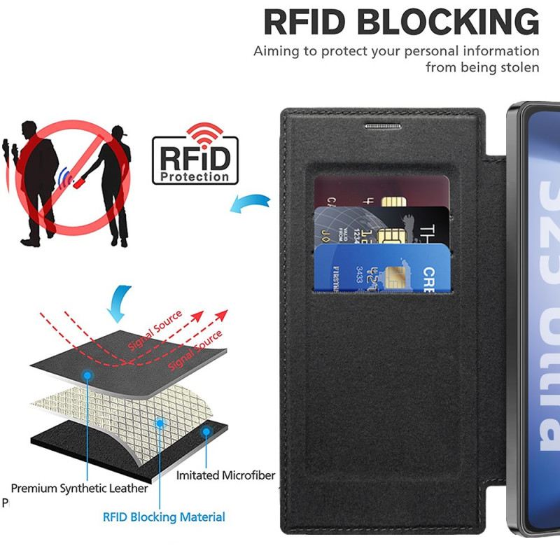 Fliptok Samsung Galaxy S25 Ultra 5g Magsafe Kompatibilis Rfid Blokkoló Bőrhatású Pénztárca