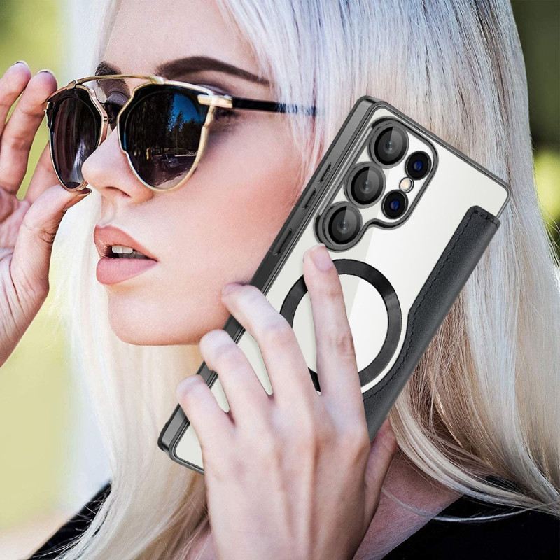 Fliptok Samsung Galaxy S25 Ultra 5g Magsafe Kompatibilis Rfid Blokkoló Bőrhatású Pénztárca