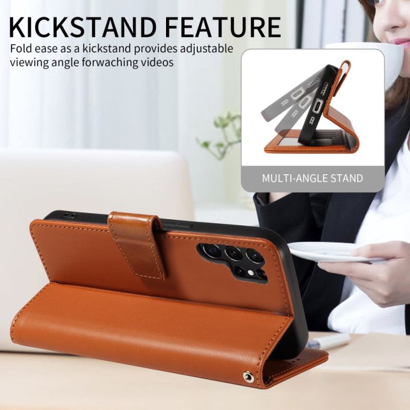 Fliptok Samsung Galaxy S25 Ultra 5g Rfid Bőr Pénztárca Pánttal