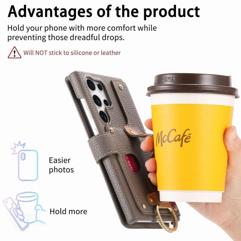 Fliptok Samsung Galaxy S25 Ultra 5g Rfid-védett Pénztárca Tasakkal És Gyűrűtartóval