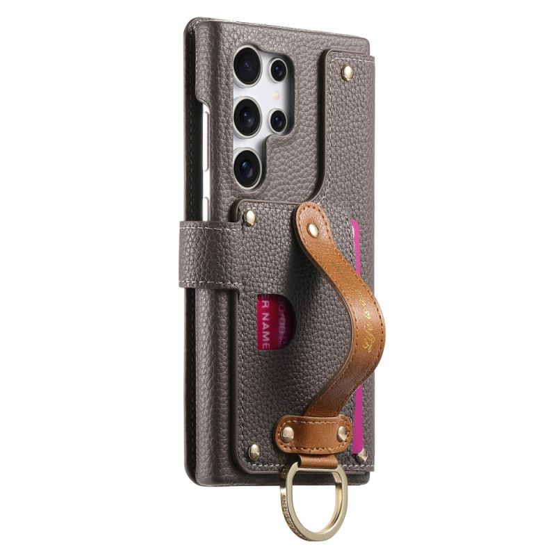 Fliptok Samsung Galaxy S25 Ultra 5g Rfid-védett Pénztárca Tasakkal És Gyűrűtartóval