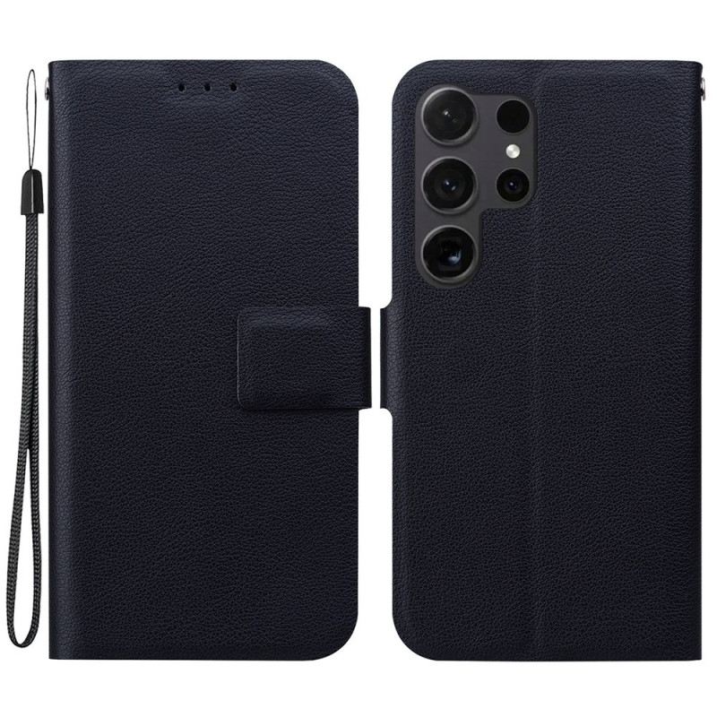 Fliptok Samsung Galaxy S25 Ultra 5g Sima Bőrhatású Pénztárca Pánttal