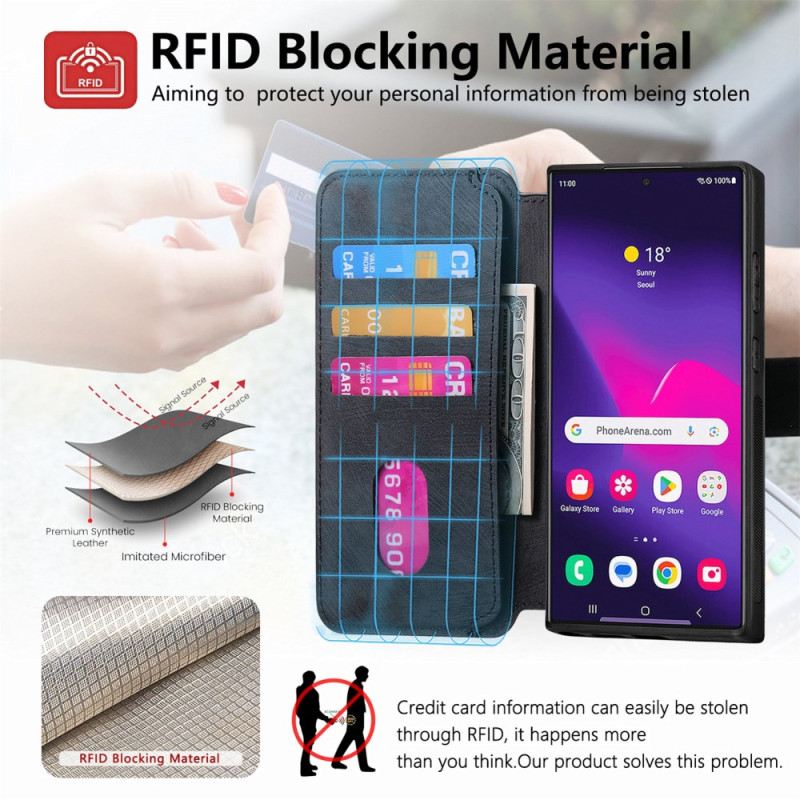 Kinyitható Bőrtok Samsung Galaxy S25 Ultra 5g Levehető Mágneses Rfid Caseneo Tok