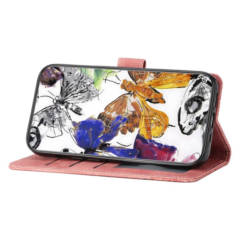 Kinyitható Bőrtok Samsung Galaxy S25 Ultra 5g Velúr Hatású Pillangók