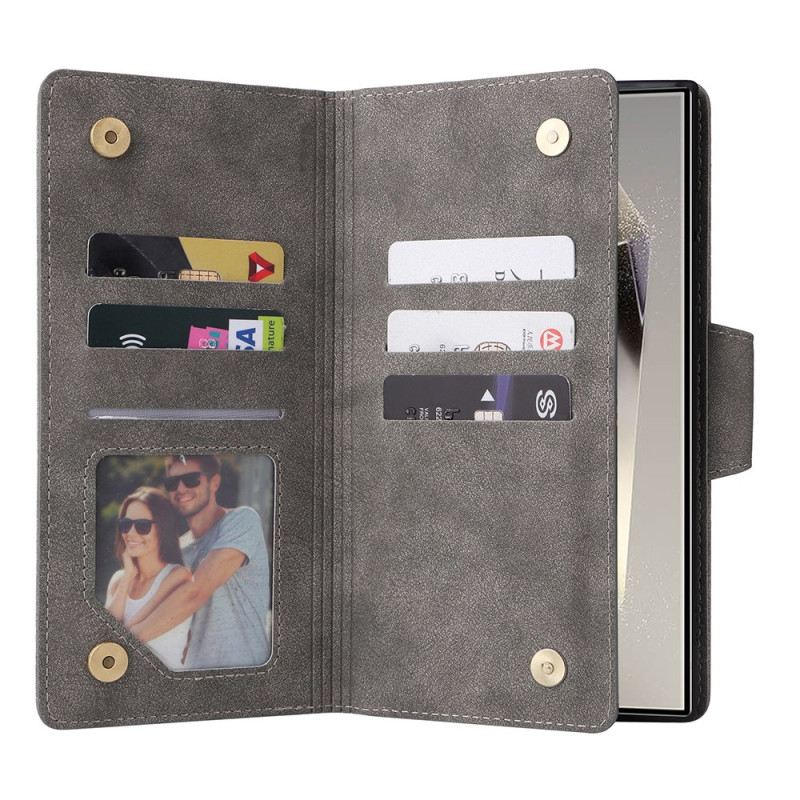 Kinyitható Tokok Samsung Galaxy S25 Ultra 5g Velúr Hatású Pénztárca Pánttal