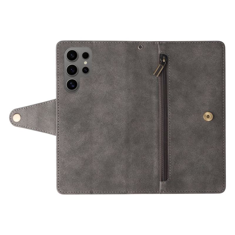 Kinyitható Tokok Samsung Galaxy S25 Ultra 5g Velúr Hatású Pénztárca Pánttal