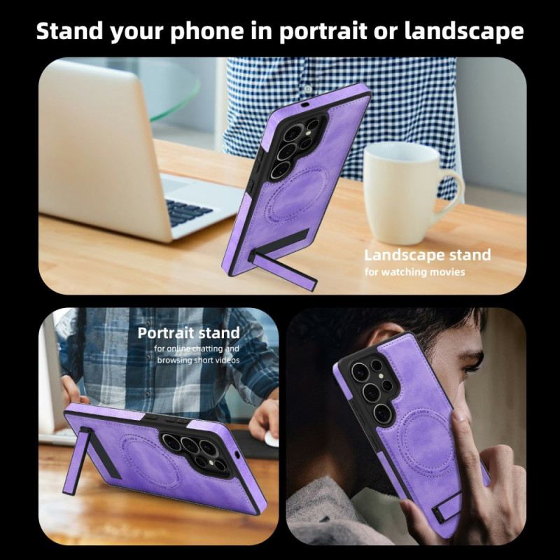 Mobiltelefon Tokok Samsung Galaxy S25 Ultra 5g Bőrhatású Magsafe-fel Kompatibilis