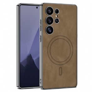 Mobiltelefon Tokok Samsung Galaxy S25 Ultra 5g Matt Műbőr Magsafe-fel Kompatibilis