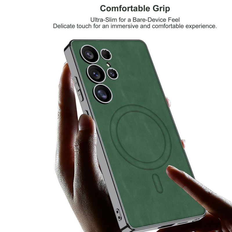 Mobiltelefon Tokok Samsung Galaxy S25 Ultra 5g Matt Műbőr Magsafe-fel Kompatibilis