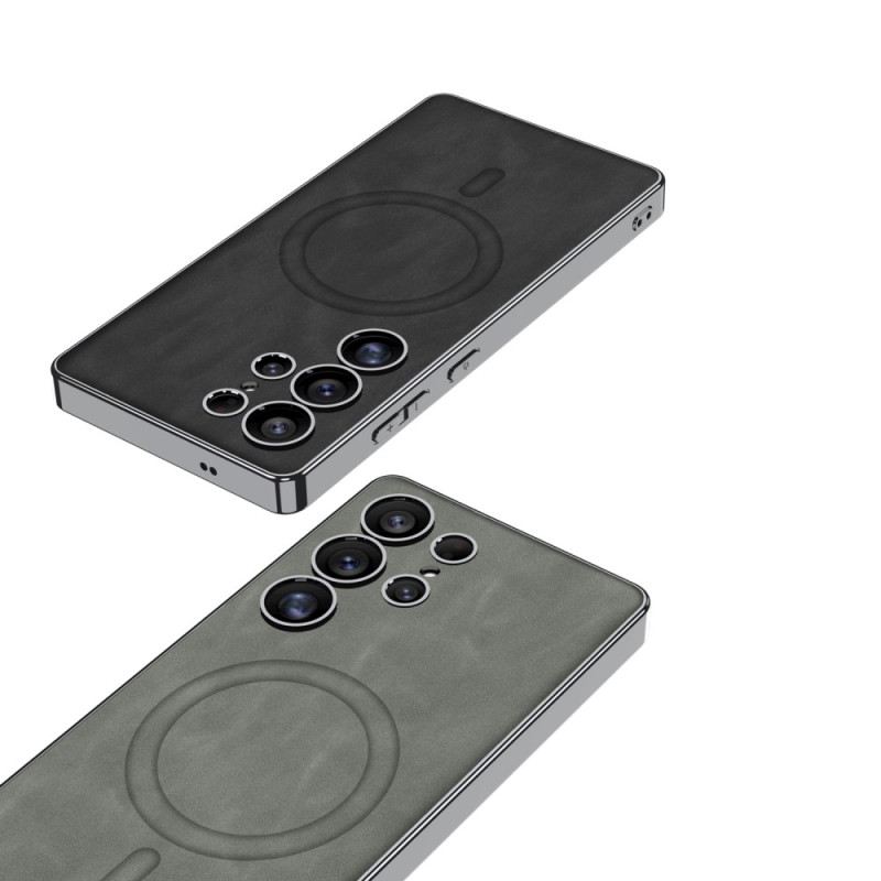 Mobiltelefon Tokok Samsung Galaxy S25 Ultra 5g Matt Műbőr Magsafe-fel Kompatibilis