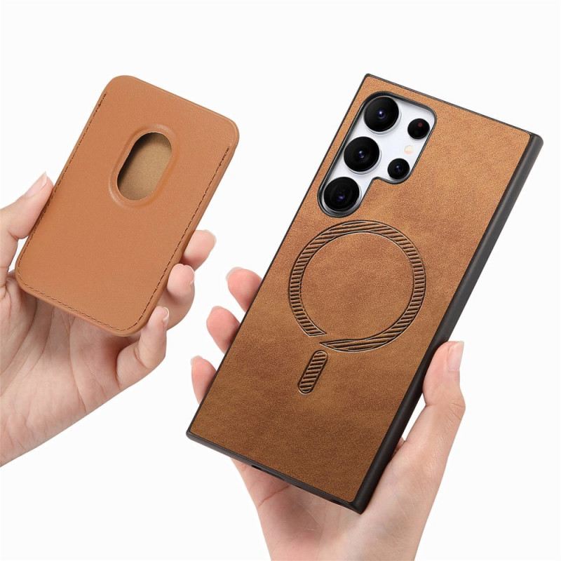 Mobiltelefon Tokok Samsung Galaxy S25 Ultra 5g Velúr Stílusú Levehető Mágneses Kártyatartó