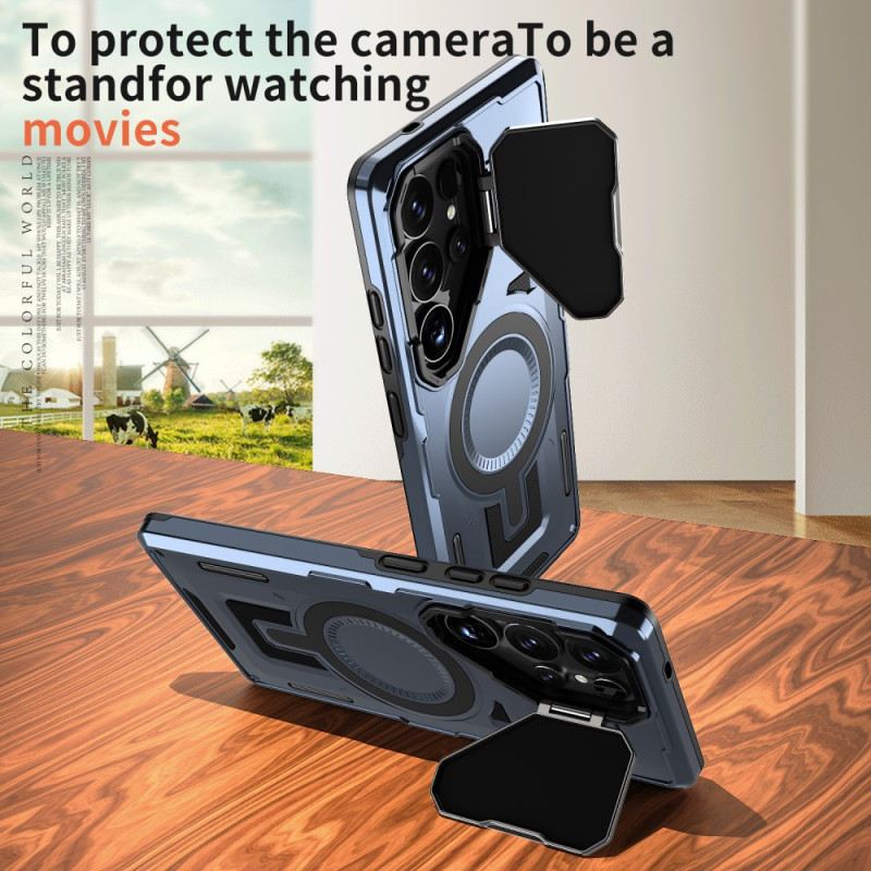 Telefontok Samsung Galaxy S25 Ultra 5g Fémes Hatású Lencsevédővel És Állvánnyal