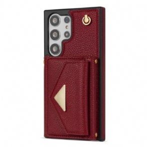 Tok Samsung Galaxy S25 Ultra 5g Bőrhatású Kártyatartóval És Pánttal