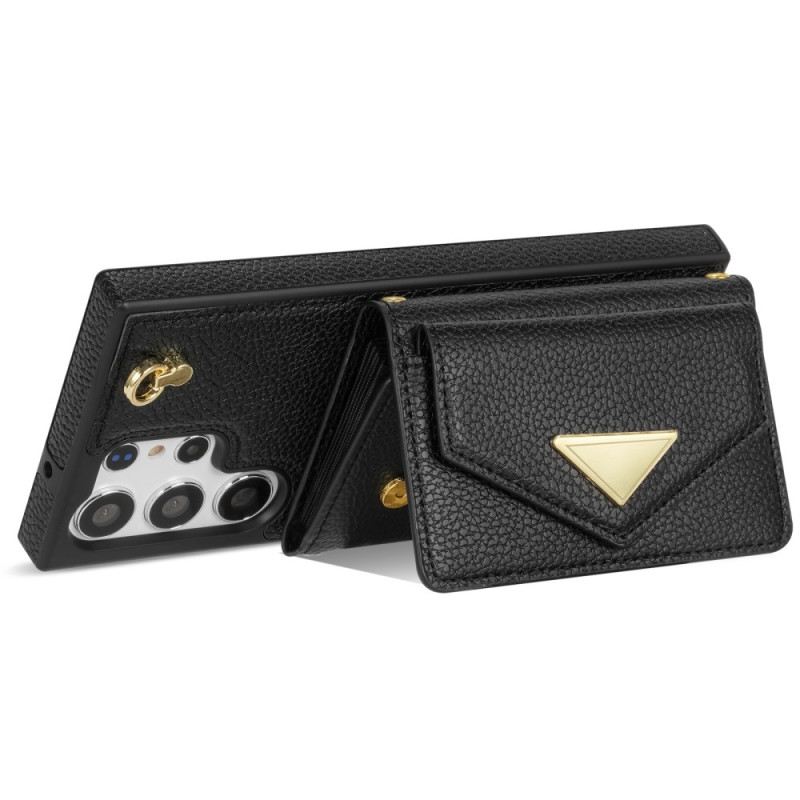 Tok Samsung Galaxy S25 Ultra 5g Bőrhatású Kártyatartóval És Pánttal