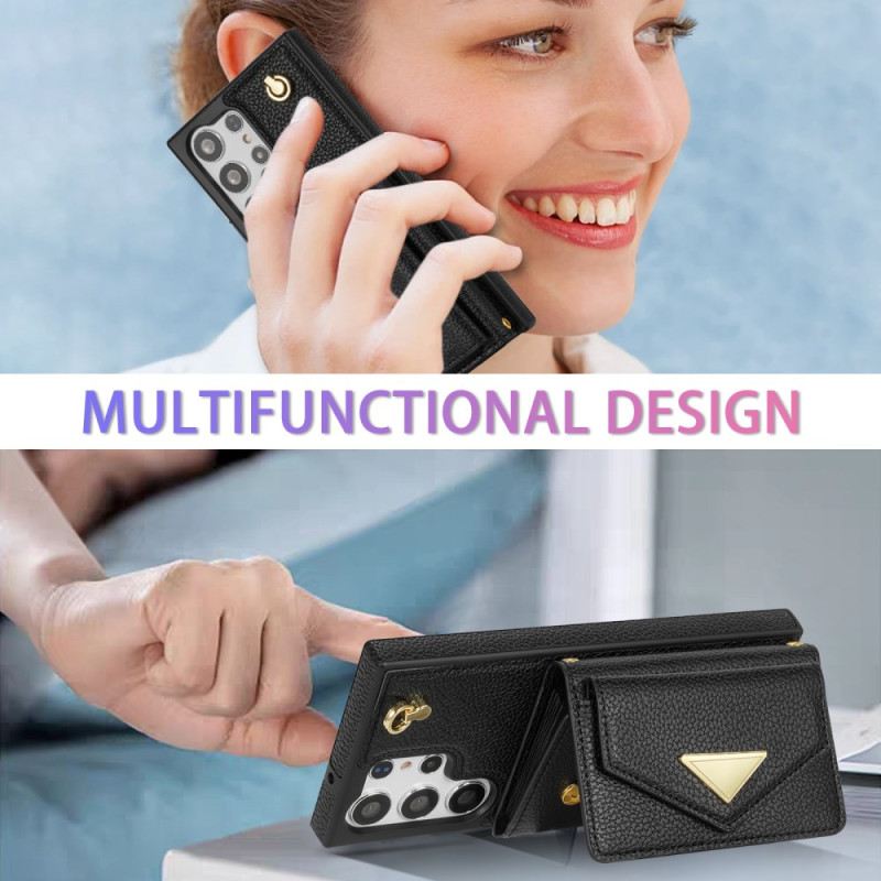 Tok Samsung Galaxy S25 Ultra 5g Bőrhatású Kártyatartóval És Pánttal