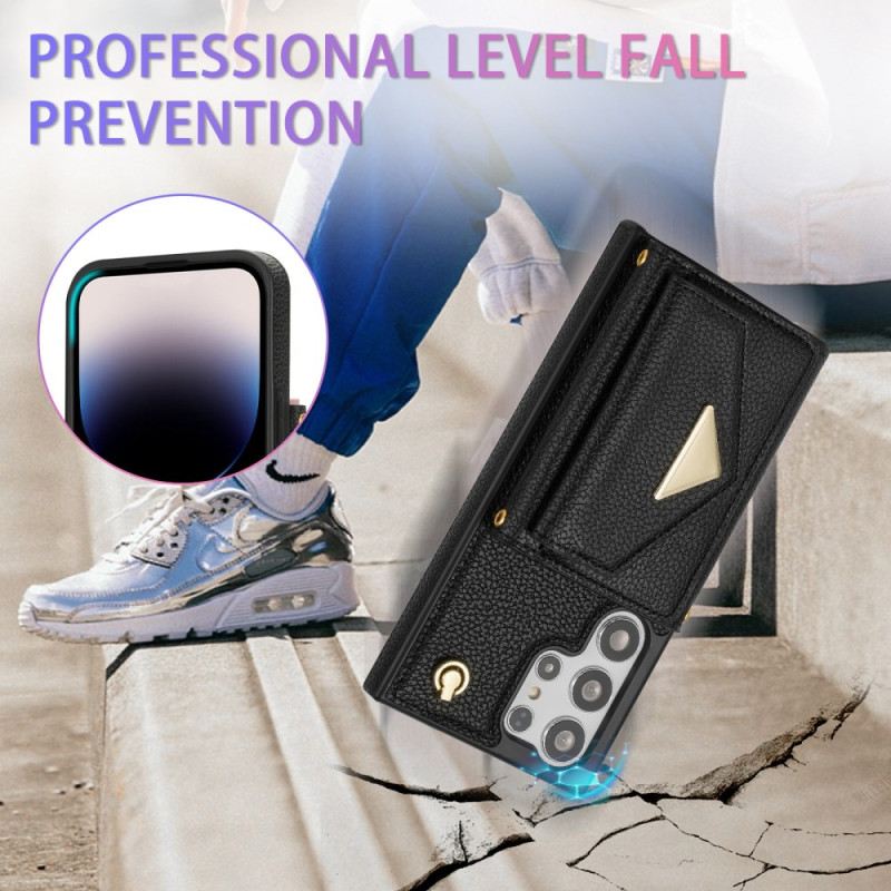 Tok Samsung Galaxy S25 Ultra 5g Bőrhatású Kártyatartóval És Pánttal