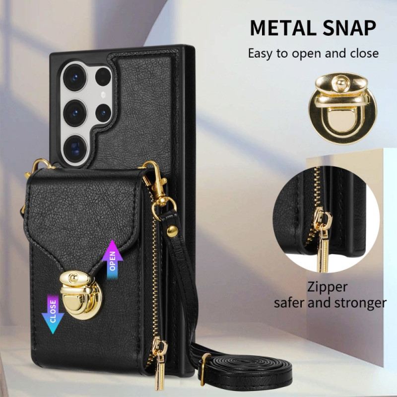 Tok Samsung Galaxy S25 Ultra 5g Cipzáras És Vállpántos Pénztárca