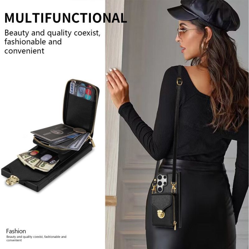 Tok Samsung Galaxy S25 Ultra 5g Cipzáras És Vállpántos Pénztárca