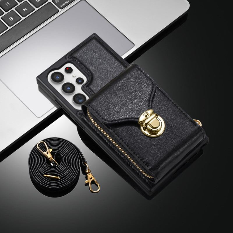 Tok Samsung Galaxy S25 Ultra 5g Cipzáras És Vállpántos Pénztárca