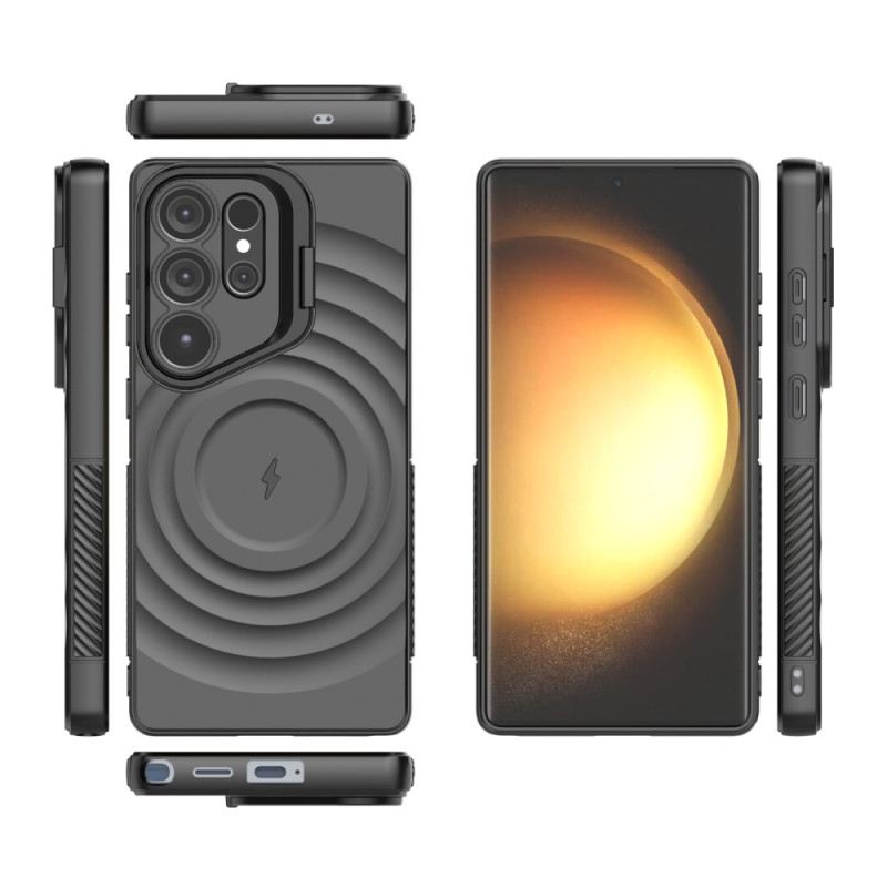 Tok Samsung Galaxy S25 Ultra 5g Magsafe Kompatibilis Hullámos Kialakítás Állvánnyal