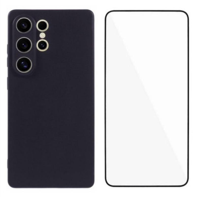 Tok Samsung Galaxy S25 Ultra 5g Matt Szilikon Edzett Üveg Képernyővédővel