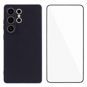 Tok Samsung Galaxy S25 Ultra 5g Matt Szilikon Edzett Üveg Képernyővédővel