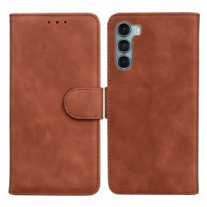 Fliptok / Bőrtok Moto G200 5G Monokróm Bőr Hatás