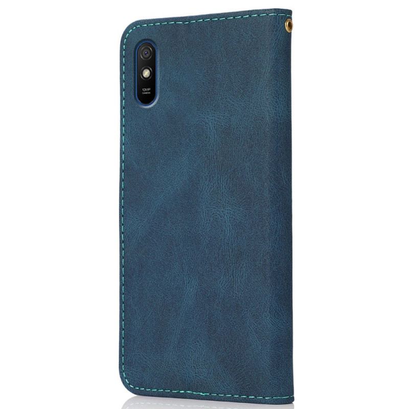 Fliptok / Bőrtok Xiaomi Redmi 9A Kéttónusú Háromszög Műbőr