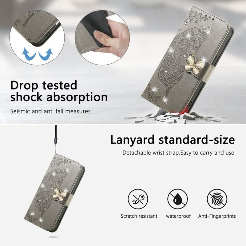 Bőrtok Xiaomi 17 Pro 3d Pillangó És Strassz