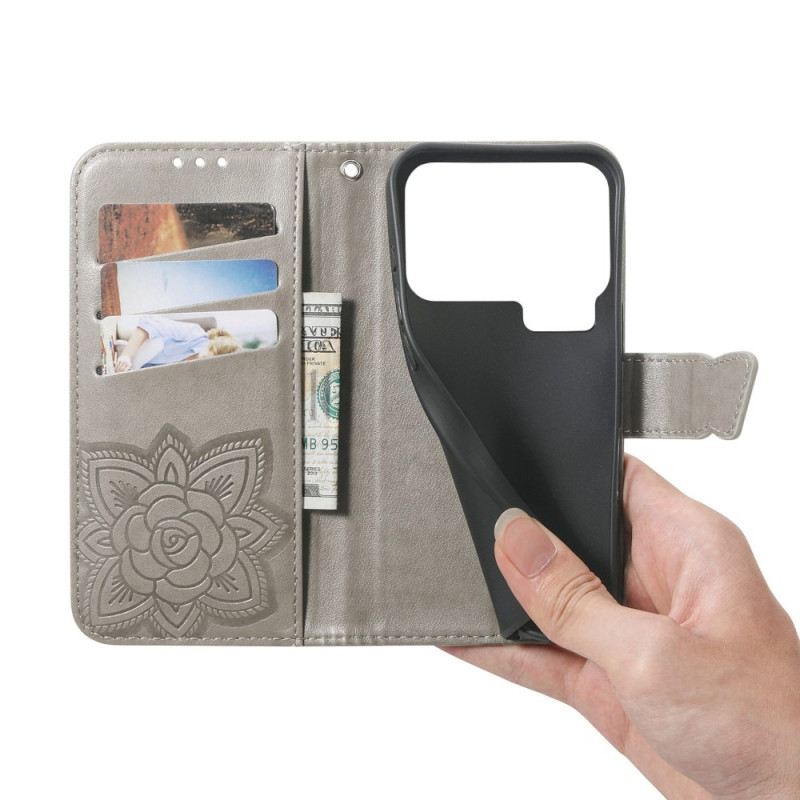 Bőrtok Xiaomi 17 Pro 3d Pillangó És Strassz