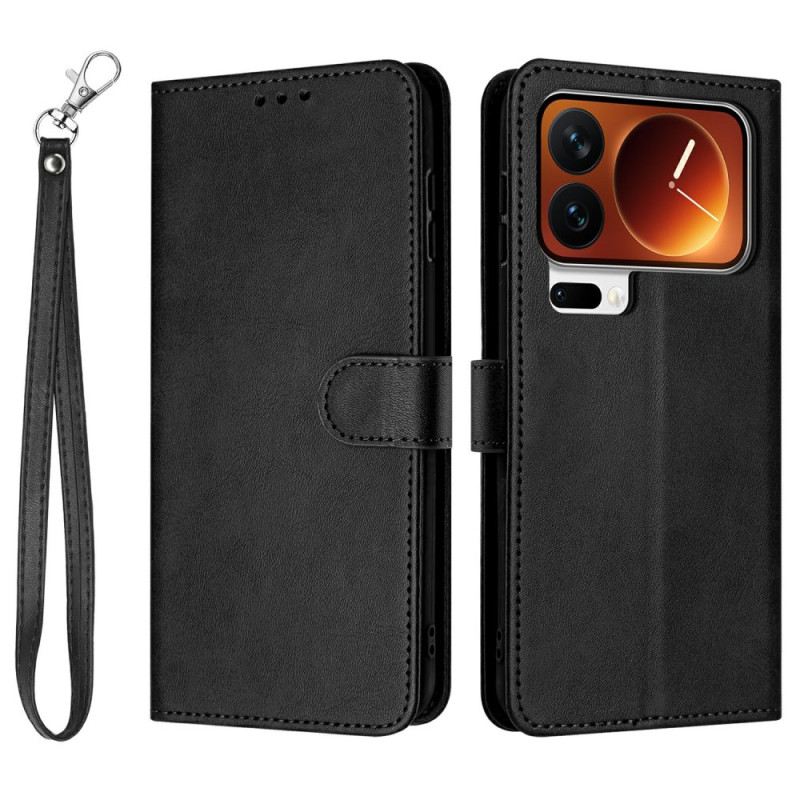 Bőrtok Xiaomi 17 Pro Bőrhatású Nyakpánttal