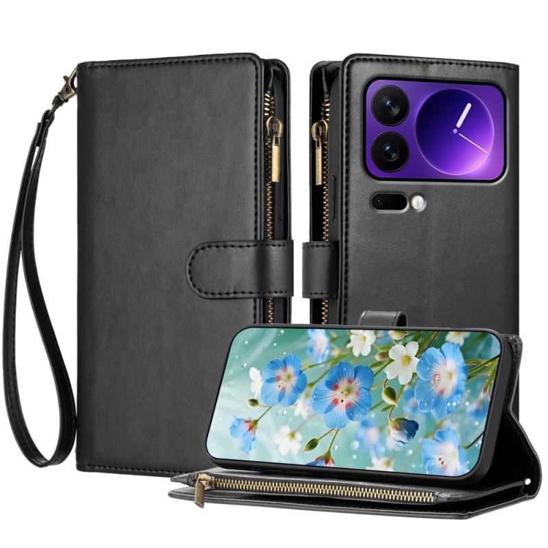 Bőrtok Xiaomi 17 Pro Pénztárca Cipzárral És Pánttal