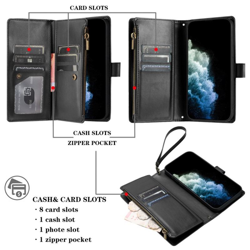 Bőrtok Xiaomi 17 Pro Pénztárca Cipzárral És Pánttal