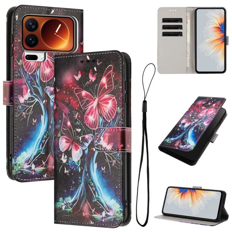 Bőrtok Xiaomi 17 Pro Pillangófa