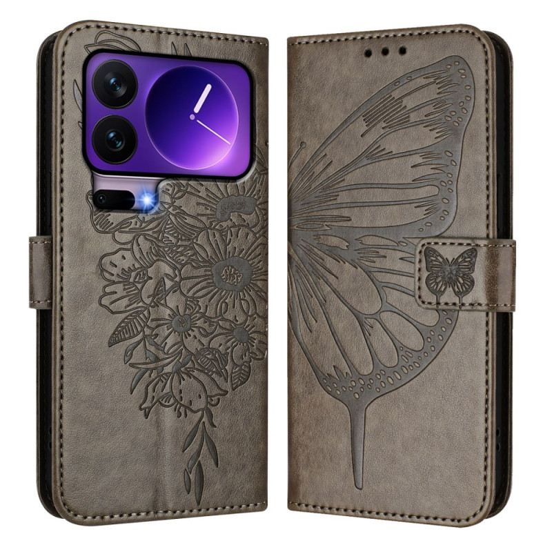 Bőrtok Xiaomi 17 Pro Pillangós Pántminta