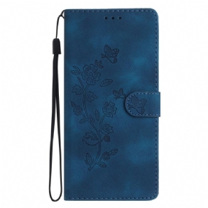 Bőrtok Xiaomi 17 Pro Velúr Hatású Virágminta