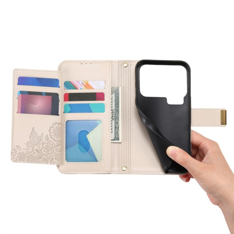 Bőrtok Xiaomi 17 Pro Virág- És Levélminta