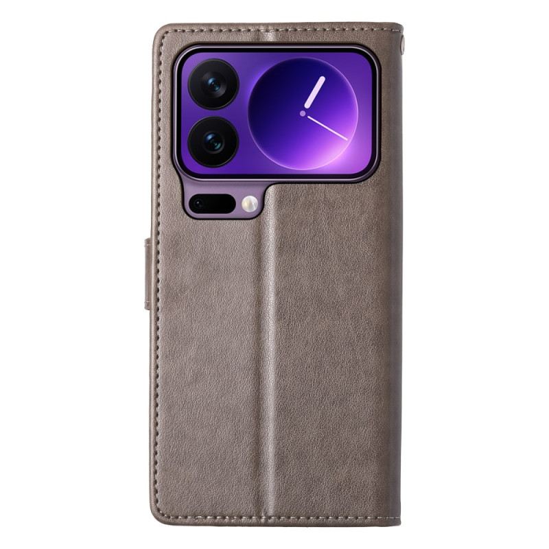 Bőrtok Xiaomi 17 Pro Virágos Pillangómintás