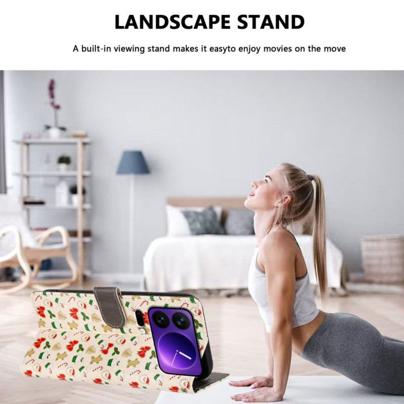 Kinyitható Bőrtok Xiaomi 17 Pro Karácsonyi