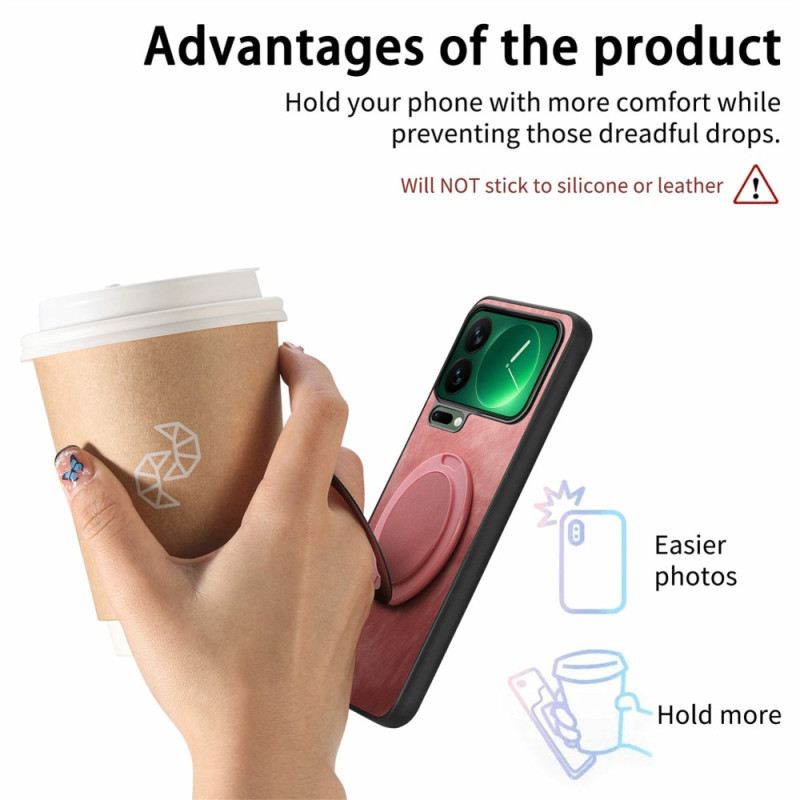 Tok Xiaomi 17 Pro Forgatható Állvány És Retró Bőr Texture