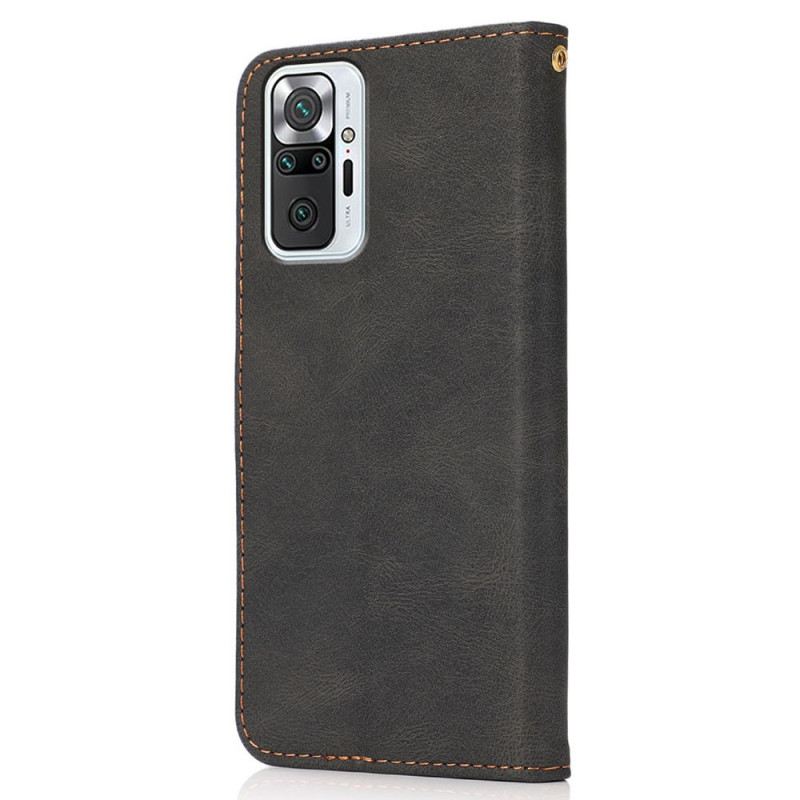 Fliptok / Bőrtok Xiaomi Redmi Note 10 Pro Kéttónusú Háromszög Műbőr