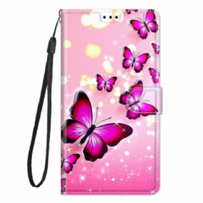 Fliptok / Bőrtok Xiaomi Redmi Note 10 Pro Pillangók És Zsinór